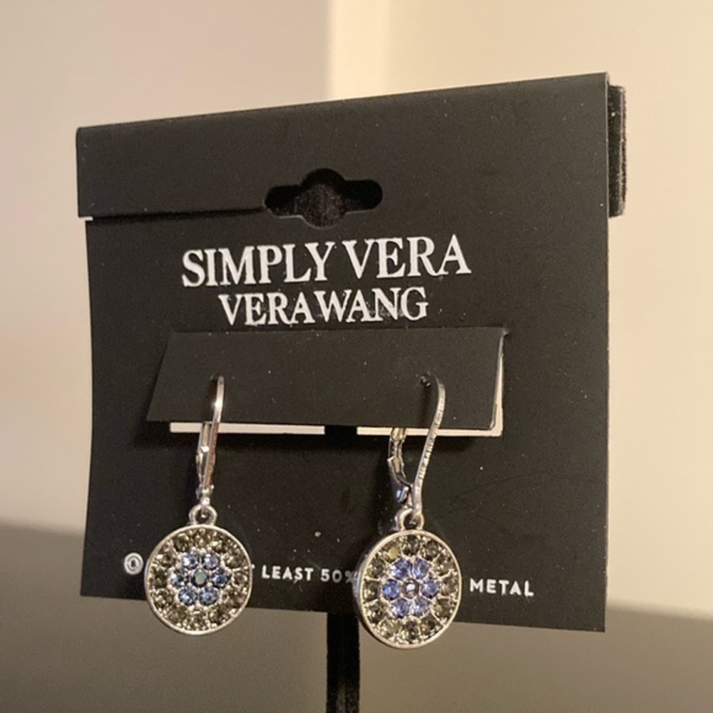Simply Vera Vera Wang Silver and Blue Dangle Earrings - Picture 1 of 1